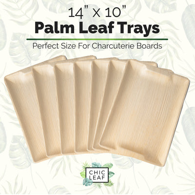 14" x 10" Palm Leaf Trays - 10