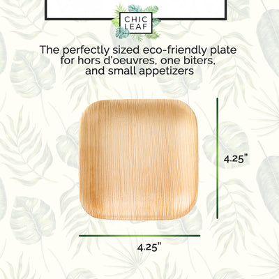 4" Square Palm Leaf Plates
