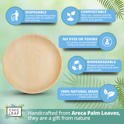 6" Round Palm Leaf Plates
