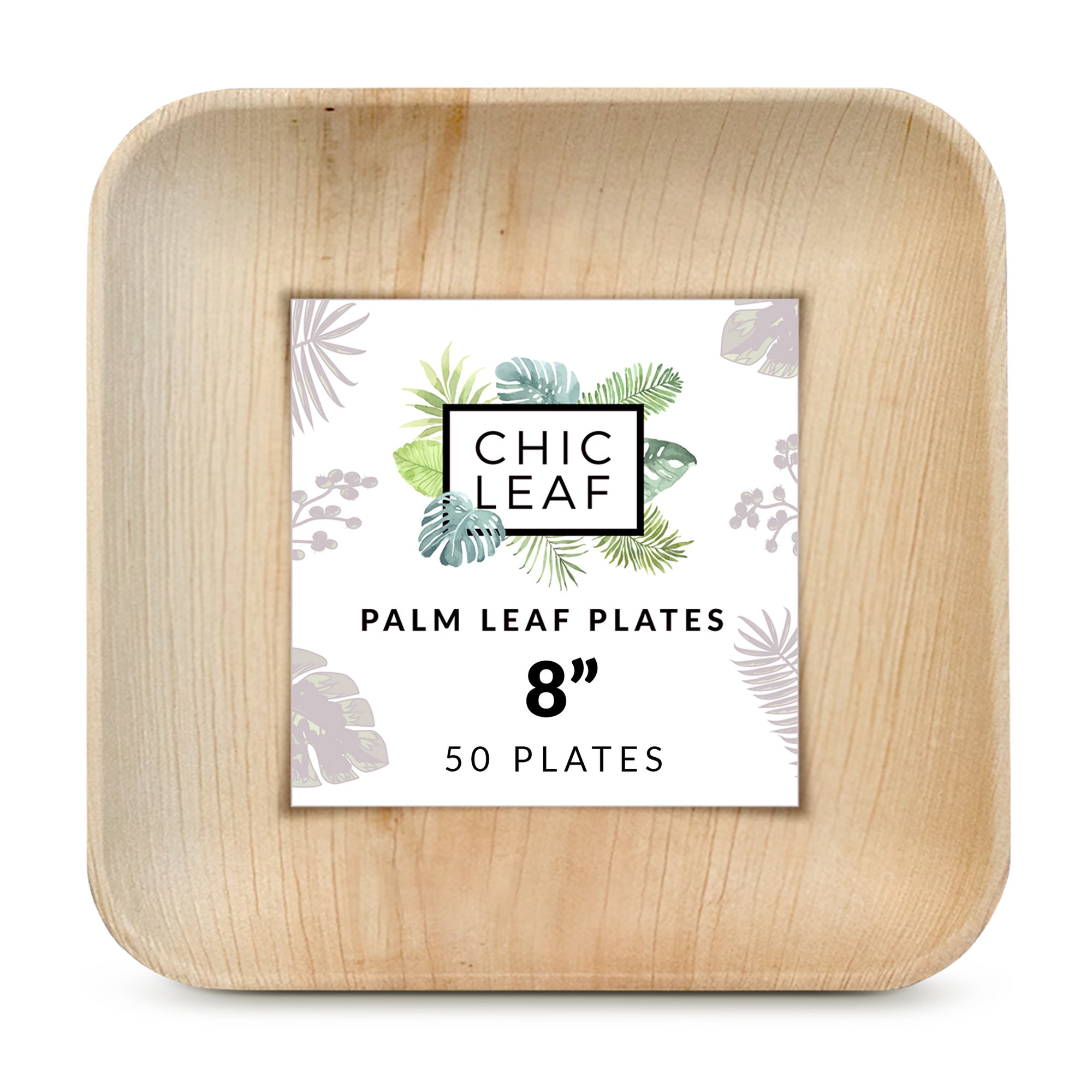 8" Palm Leaf Plates Square