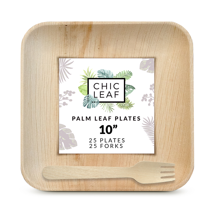 10" Palm Leaf Plates + Forks